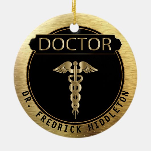 Doctor 👨 ⚕️ - UpScale Black en Gold Keramisch Ornament (Achterkant)