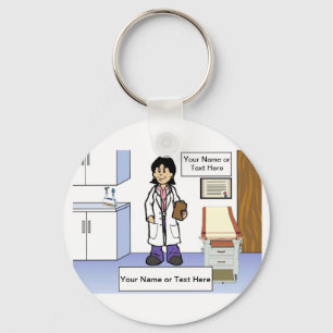 Doctor - Vrouw Cartoon op PrintedPerfection.com Sleutelhanger