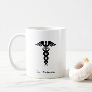 Doctor White Black Caduceus, gepersonaliseerd Koffiemok