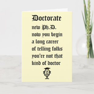 Doctoraat - een grappig gedicht voor de nieuwe doc kaart
