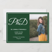 Doctorat Faire-part de script photo vert (Devant)