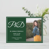 Doctorat Faire-part de script photo vert (Debout devant)