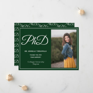 Doctorat Faire-part de script photo vert