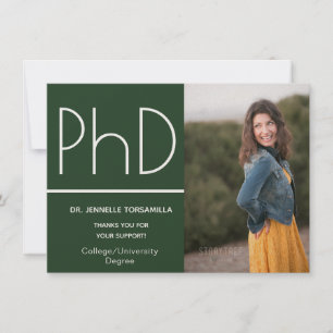 Doctorat Faire-part photo Green White