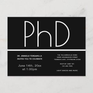 Doctorat Graduation Party Invitation Black
