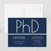 Doctorat Graduation Party Invitation Bleu (Devant / Derrière)