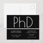 Doctorat Graduation Party Invitation Noir (Devant / Derrière)