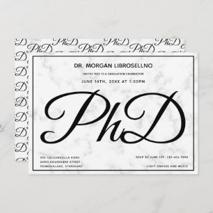 Doctorat Marble Graduation Party Invitation