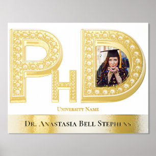 Doctorate PhD Afstuderen Ceremony Party Photo Gold Folie Afdrukken