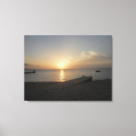 Doctor's Cave Beach, Jamaica Zonsondergang april 2 Canvas Afdruk