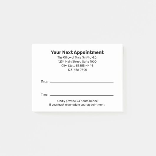 Doctor's Office Your Next Appointment Reminder Post-it® Notes (Voorkant)