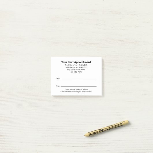 Doctor's Office Your Next Appointment Reminder Post-it® Notes (Op bureau)