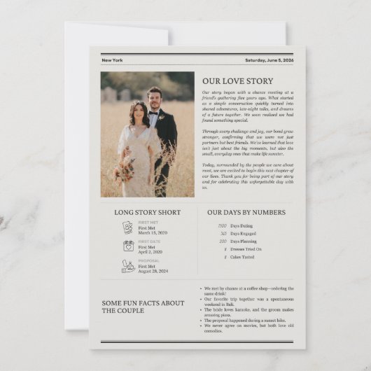 Document de programme de mariage de journal minima (Dos)