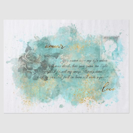  document met schrijfpapier voor liefdesbrieven tissuepapier (Voorkant)