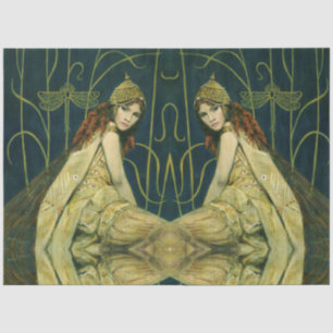  document Nymph Art Nouveau Tissuepapier