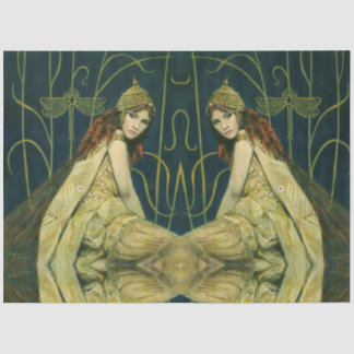  document Nymph Art Nouveau Tissuepapier