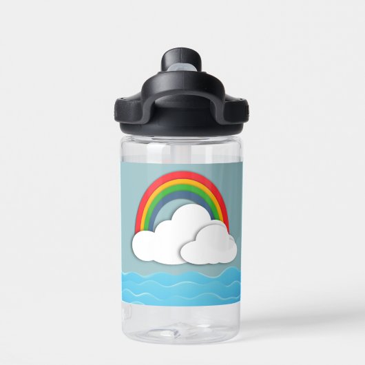Document Oceaan met Regenboog en Wolken Douanenaam Waterfles (Achterkant)