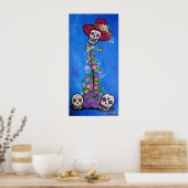 DOD SKULLS FLOWERS POSTER (Keuken)