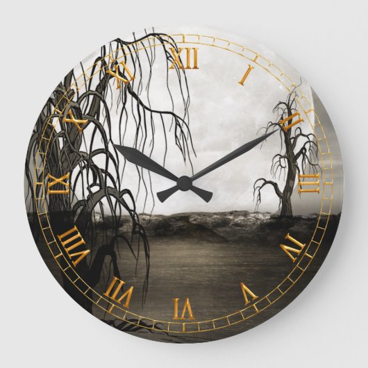 Dodde bomen met Full Moon Wall Clock Grote Klok (Voorkant)