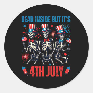 Dode binnen maar zijn 4 juli dansende skelet U Ronde Sticker