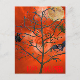 Dode boom onder een Oranje Scary Sky Briefkaart