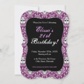 Dode Damast - Chic Suiker Skull Uitnodigingen (Voorkant)