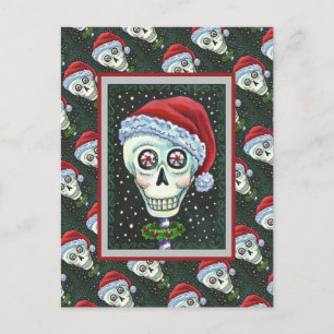 DODE HOOFD SANTA SKULL, CHRISTMAS SKELETON HUMOR BRIEFKAART