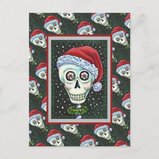 DODE HOOFD SANTA SKULL, CHRISTMAS SKELETON HUMOR BRIEFKAART (Voorkant)