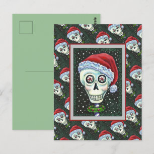 DODE HOOFD SANTA SKULL, CHRISTMAS SKELETON HUMOR BRIEFKAART