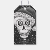 DODE HOOFD SANTA SKULL, CHRISTMAS SKELETON HUMOR CADEAULABEL (Voorkant)