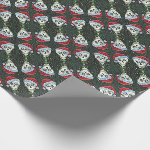 DODE HOOFD SANTA SKULL, CHRISTMAS SKELETON HUMOR CADEAUPAPIER