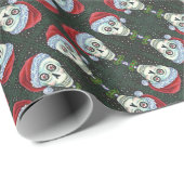 DODE HOOFD SANTA SKULL, CHRISTMAS SKELETON HUMOR CADEAUPAPIER (Rol Hoek)