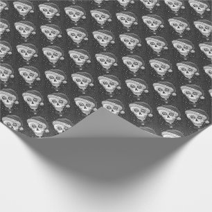 DODE HOOFD SANTA SKULL, CHRISTMAS SKELETON HUMOR CADEAUPAPIER