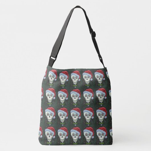 DODE HOOFD SANTA SKULL, CHRISTMAS SKELETON HUMOR CROSSBODY TAS (Achterkant)