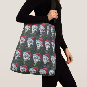 DODE HOOFD SANTA SKULL, CHRISTMAS SKELETON HUMOR CROSSBODY TAS