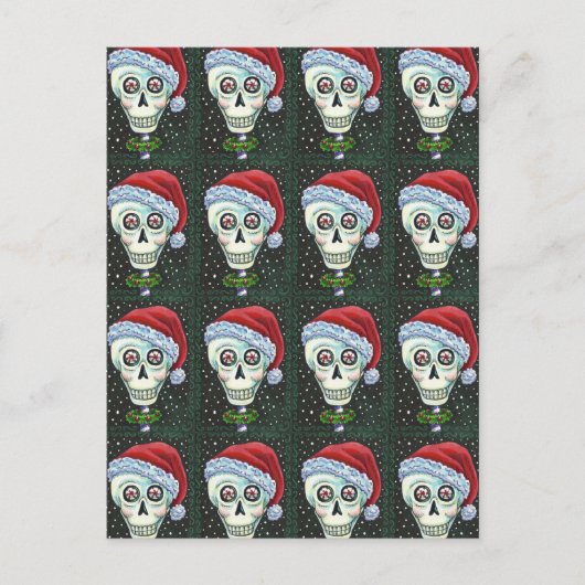 DODE HOOFD SANTA SKULL, CHRISTMAS SKELETON HUMOR FEESTDAGENKAART (Voorkant)