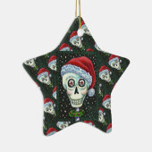 DODE HOOFD SANTA SKULL, CHRISTMAS SKELETON HUMOR KERAMISCH ORNAMENT (Rechts)