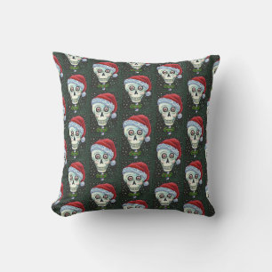 DODE HOOFD SANTA SKULL, CHRISTMAS SKELETON HUMOR KUSSEN