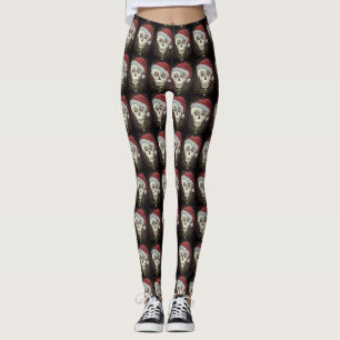 DODE HOOFD SANTA SKULL, CHRISTMAS SKELETON HUMOR LEGGINGS