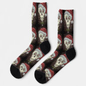 DODE HOOFD SANTA SKULL, CHRISTMAS SKELETON HUMOR SOKKEN (Links)
