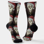 DODE HOOFD SANTA SKULL, CHRISTMAS SKELETON HUMOR SOKKEN (Gebogen)