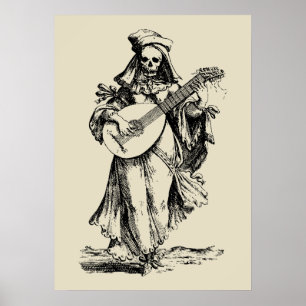 Dode muzikant - zwart afdrukken poster