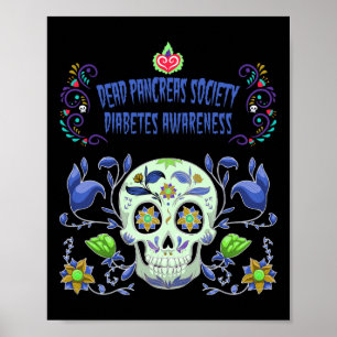 Dode pancreas Society Blue Sugar Diabetes Awarenes Poster