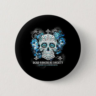 Dode pancreas Society Diabetes Awareness Skull Flo Ronde Button 5,7 Cm