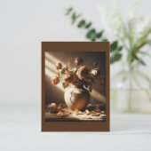 Dode rozen In vaas  stijl stilleven foto Briefkaart (Staand voorkant)