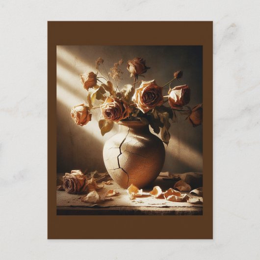 Dode rozen In vaas  stijl stilleven foto Briefkaart (Voorkant)
