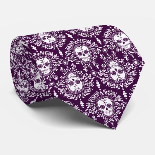 Dode schade - Chic Sugar Skull Stropdas (Opgerold)
