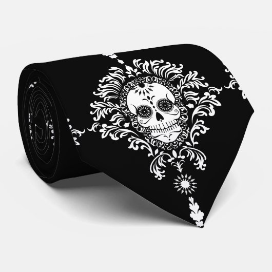 Dode schade - Chic Sugar Skull Stropdas (Opgerold)