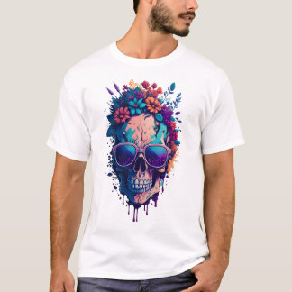 Dode schedel Bloem Kleurrijke V2 T-shirt