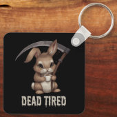 Dode vermoeide Schattigee Bunny Grim Reaper Coffee Sleutelhanger (Achterkant)